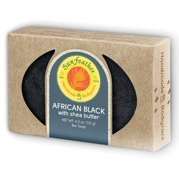 African Black Bar Soap with Shea Butter, 4.3 oz, Sunfeather Soap