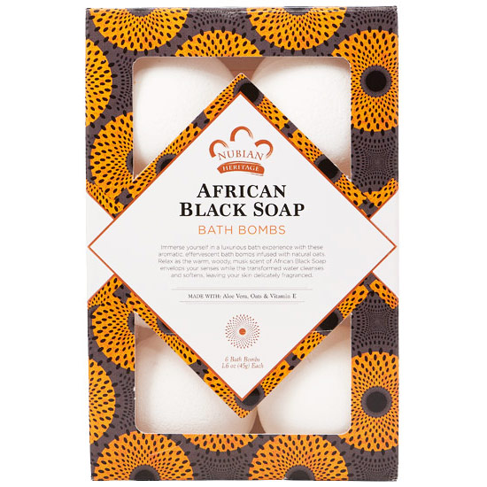 African Black Soap Bath Bombs, 1.6 oz x 6 ct, Nubian Heritage