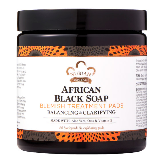 African Black Soap Clarifying Pads, Blemish Treatment, 60 Pads, Nubian Heritage
