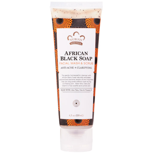 African Black Soap Facial Wash & Scrub, 4 oz, Nubian Heritage