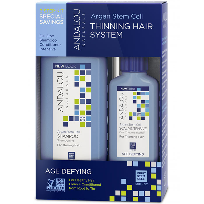 Andalou Naturals Age Defying Thinning Hair System with Argan Fruit Stem Cells, 1 Kit, Andalou Naturals