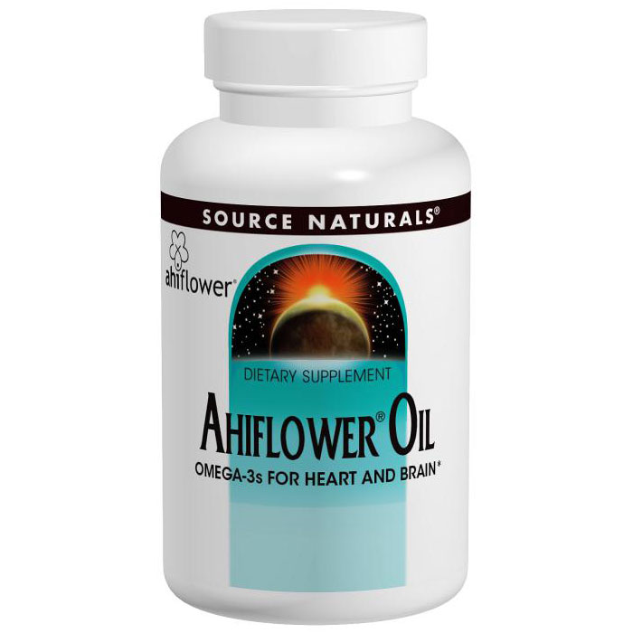 Ahiflower Oil, Omega-3s for Heart & Brain, 30 Vegetarian Softgels, Source Naturals