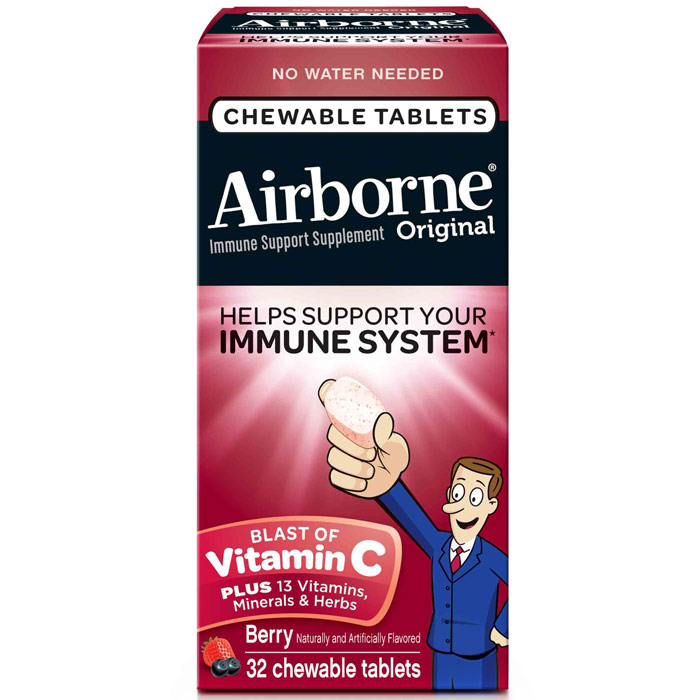 Airborne Chewable Tablets - Berry, Immune Support Supplement, 32 Tablets