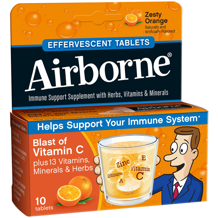 Airborne Effervescent Tablets - Zesty Orange, 10 Tablets