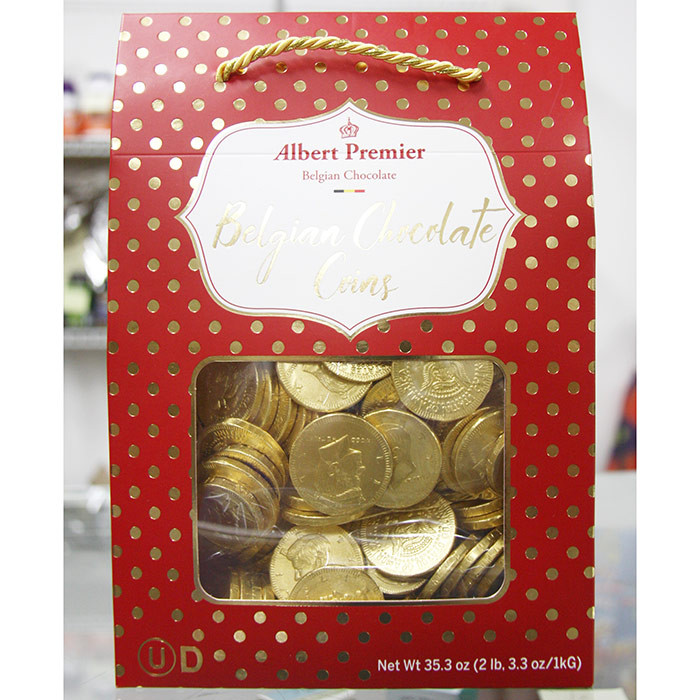 Albert Premier Belgian Chocolate Coins, Holiday Gift, 35.3 oz (1 kg)