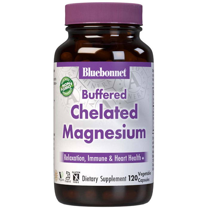 Albion Buffered Chelated Magnesium 200 mg, 120 Vegetable Capsules, Bluebonnet Nutrition