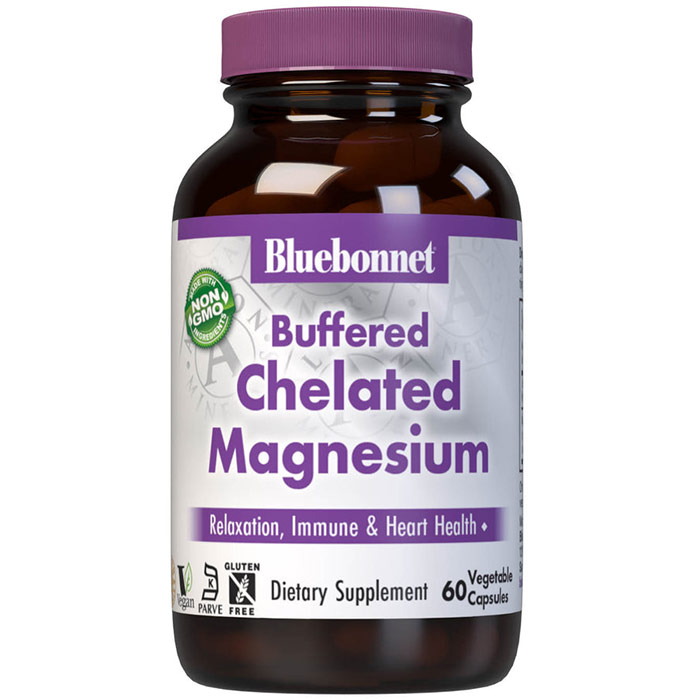 Albion Buffered Chelated Magnesium 200 mg, 60 Vegetable Capsules, Bluebonnet Nutrition