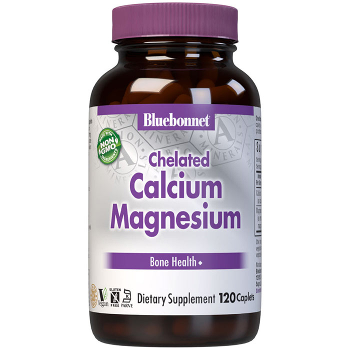 Albion Chelated Calcium Magnesium, 120 Caplets, Bluebonnet Nutrition