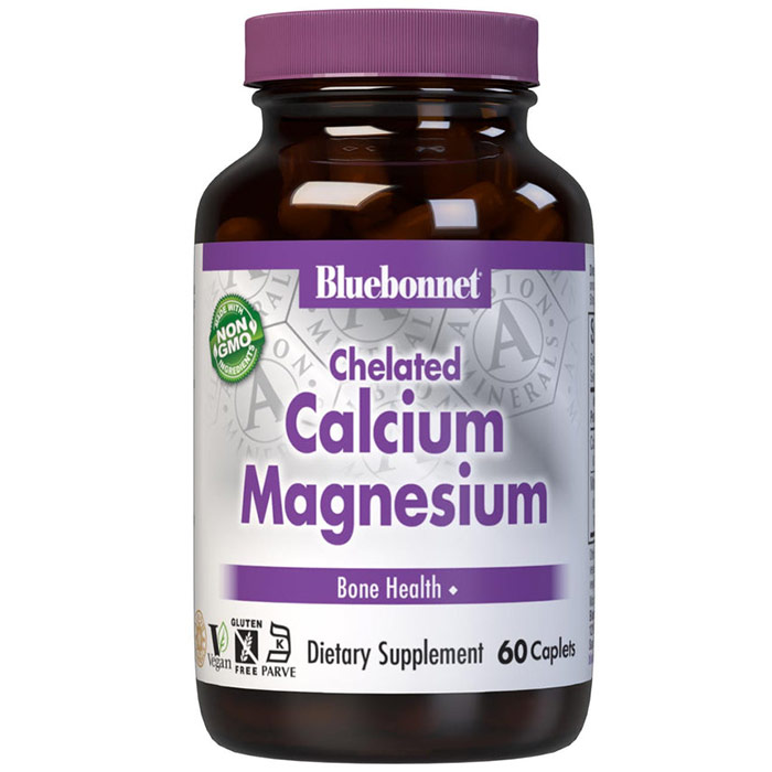 Albion Chelated Calcium Magnesium, 60 Caplets, Bluebonnet Nutrition