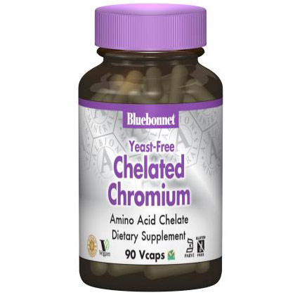 Albion Chelated Chromium 200 mcg, Yeast Free, 90 Vcaps, Bluebonnet Nutrition