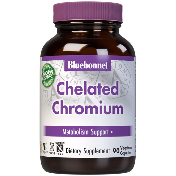 Albion Chelated Chromium 200 mcg, Yeast Free, 90 Vcaps, Bluebonnet Nutrition