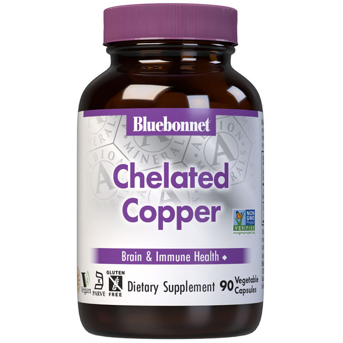 Albion Chelated Copper 3 mg, 90 Vcaps, Bluebonnet Nutrition