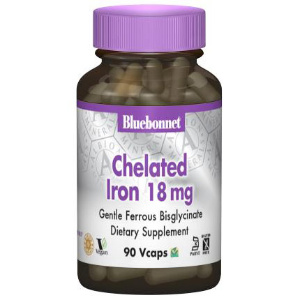 Albion Chelated Iron 18 mg, 90 Vcaps, Bluebonnet Nutrition