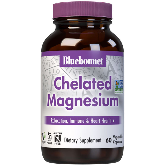 Albion Chelated Magnesium 100 mg, 60 Vcaps, Bluebonnet Nutrition