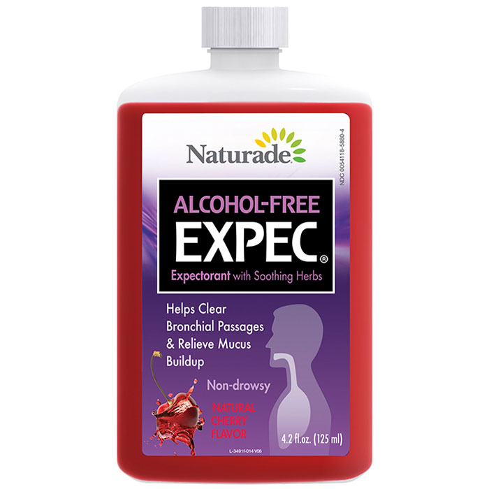 Alcohol Free Expec, Herbal Expectorant, Natural Cherry Flavor, 4.2 oz, Naturade