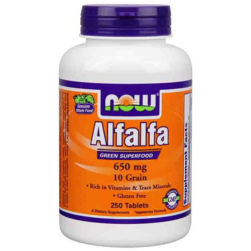 Alfalfa 10 grain 650mg 250 Tabs, NOW Foods