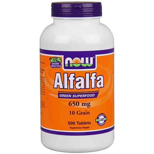 Alfalfa 10 grain 650 mg, Value Size, 500 Tablets, NOW Foods
