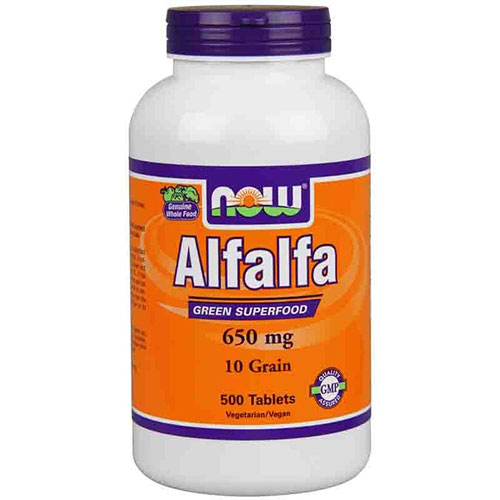 NOW Foods Alfalfa 10 grain 650mg 500 Tabs, NOW Foods