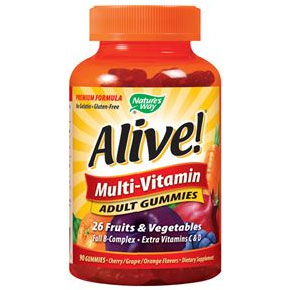 Alive! Adult Multi-Vitamin Gummy Chewable, 90 Gummies, Natures Way