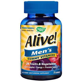 Alive! Men's Gummy Vitamins, Chewable Multi-Vitamins, 75 Chews, Nature's Way