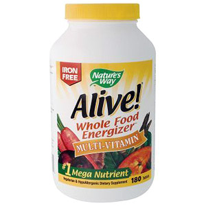 Alive! Multi Vitamins Whole Food Energizer (no iron) 180 tabs from Natures Way