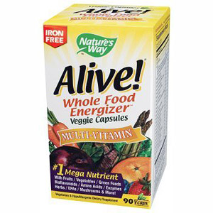 Alive! Multi Vitamins Whole Food Energizer (no iron) 90 vegicaps from Natures Way