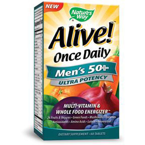 Alive! Once Daily Mens 50+ Multi-Vitamin, 60 Tablets, Natures Way