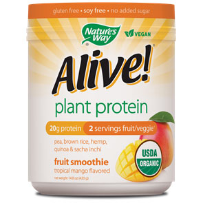 Alive! Plant Protein Fruit Smoothie - Tropical Mango, 14.8 oz, Natures Way