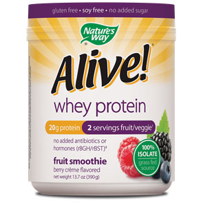 Alive! Whey Protein Fruit Smoothie - Berry Creme, 13.7 oz, Natures Way