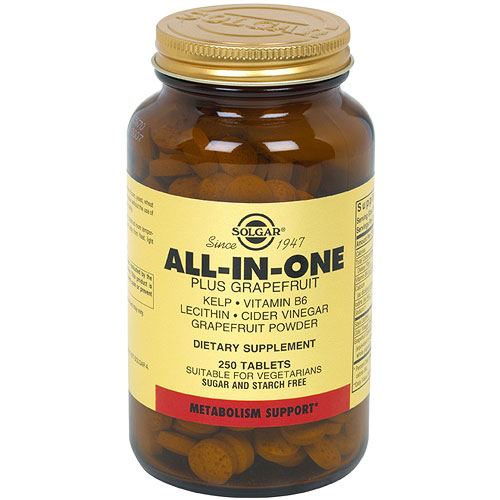 All-in-One Plus Grapefruit (Lecithin, B-6, Kelp, Cider Vinegar Grapefruit Powder), 250 Tablets, Solgar