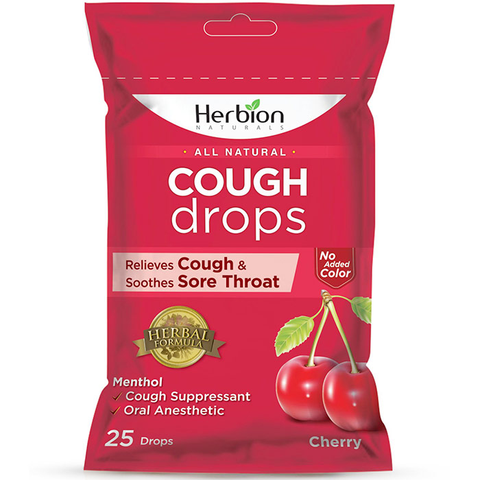 All Natural Cough Drops - Cherry Pouch, 25 Lozenges, Herbion