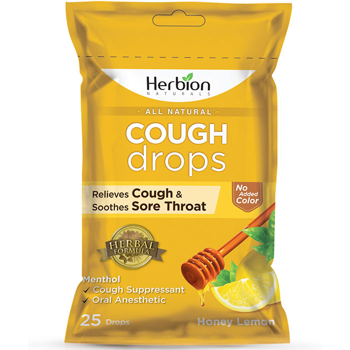 All Natural Cough Drops - Honey Lemon Pouch, 25 Lozenges, Herbion