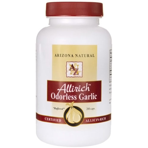 Allirich Odorless Garlic 500 mg, 200 Capsules, Arizona Natural