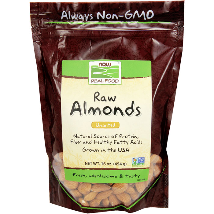 Raw Almonds, Unsalted, Grown in the USA, 1 lb, NOW Foods