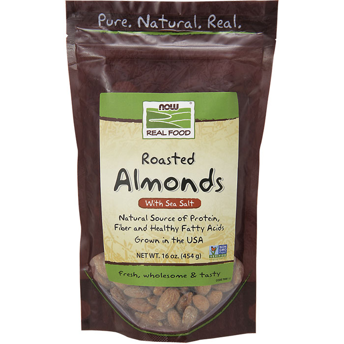 Almonds Roasted & Salted with Sea Salt, 1 lb, NOW Foods