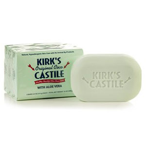 Aloe Vera Coco Castile Bar Soap, Value Pack, 4 oz x 3 Bars, Kirks Natural