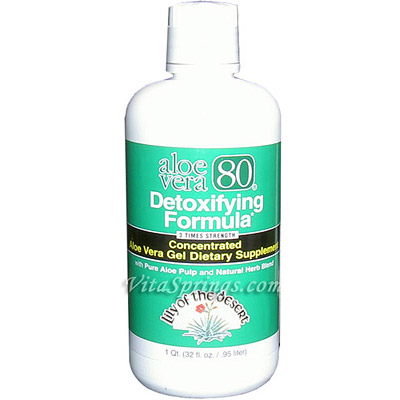 Aloe Vera 80 Detoxifying Formula, Concentrated Aloe Vera Gel 32 oz liquid