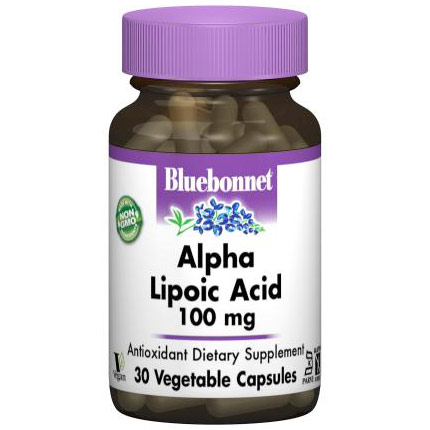 Alpha Lipoic Acid 100 mg, 30 Vegetable Capsules, Bluebonnet Nutrition