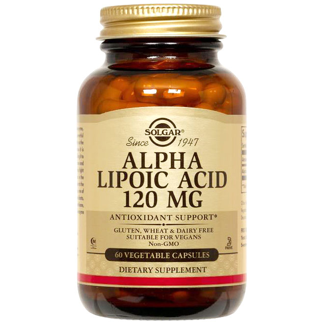 Alpha Lipoic Acid 120 mg, 60 Vegetable Capsules, Solgar