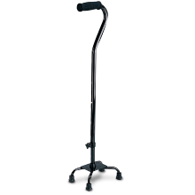 Aluminum Quad Cane - Small Base, Black (Safety-lock, Push-button)