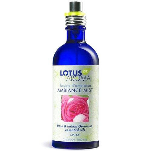 Lotus Aroma Ambiance Mist, Rose & Indian Geranium Essential Oils Spray, 3.4 oz, Lotus Aroma