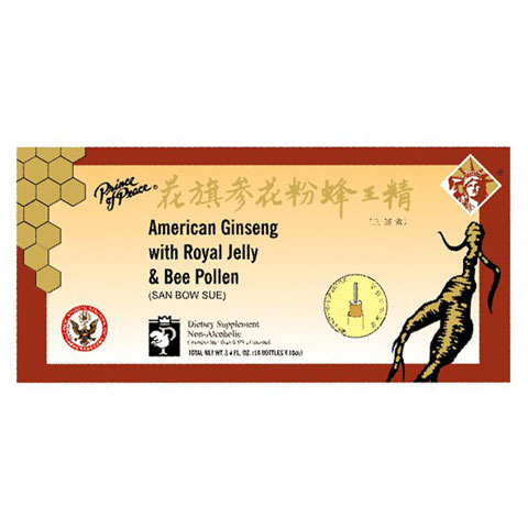 American Ginseng Extract with Royal Jelly & Bee Pollen, 10 x 10cc, Prince of Peace