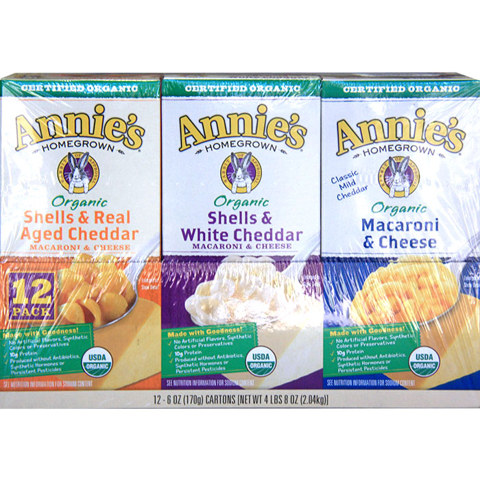 Annies Homegrown Organic Pasta & Cheese Variety Pack, 6 oz x 12 Boxes (2.04 kg)