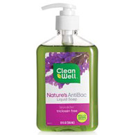 CleanWell Nature's AntiBoc Antibacterial Liquid Hand Soap, Lavender, 12 oz, CleanWell