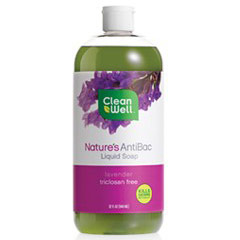 CleanWell Nature's AntiBoc Antibacterial Liquid Hand Soap Refill, Lavender, 32 oz, CleanWell