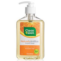 CleanWell Nature's AntiBoc Antibacterial Liquid Hand Soap, Orange Vanilla, 12 oz, CleanWell