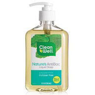 CleanWell Nature's AntiBoc Antibacterial Liquid Hand Soap, Peppermint, 12 oz, CleanWell