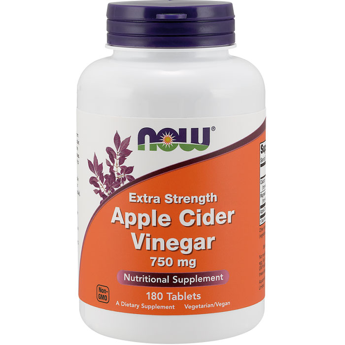 Apple Cider Vinegar 750 mg, Extra Strength, 180 Tablets, NOW Foods
