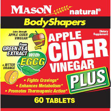 BodyShapers, Apple Cider Vinegar Plus, with EGCG & Bitter Orange, 60 Tablets, Mason Natural