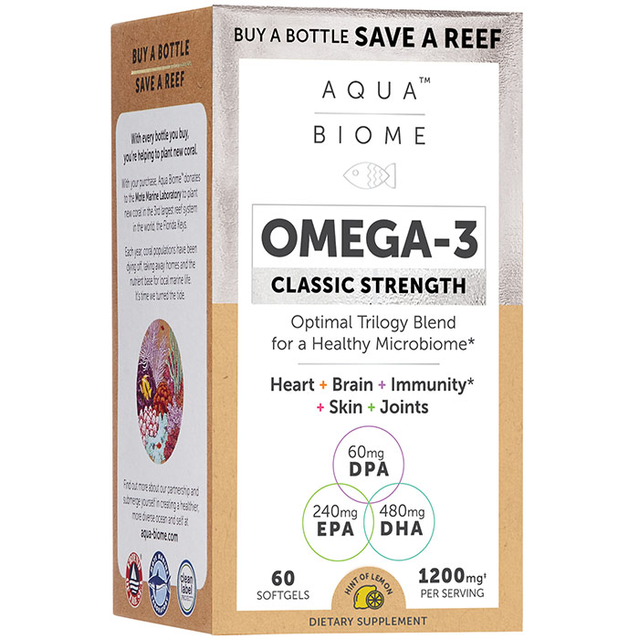 Aqua Biome Omega-3 Classic Strength, 60 Softgels, Enzymedica